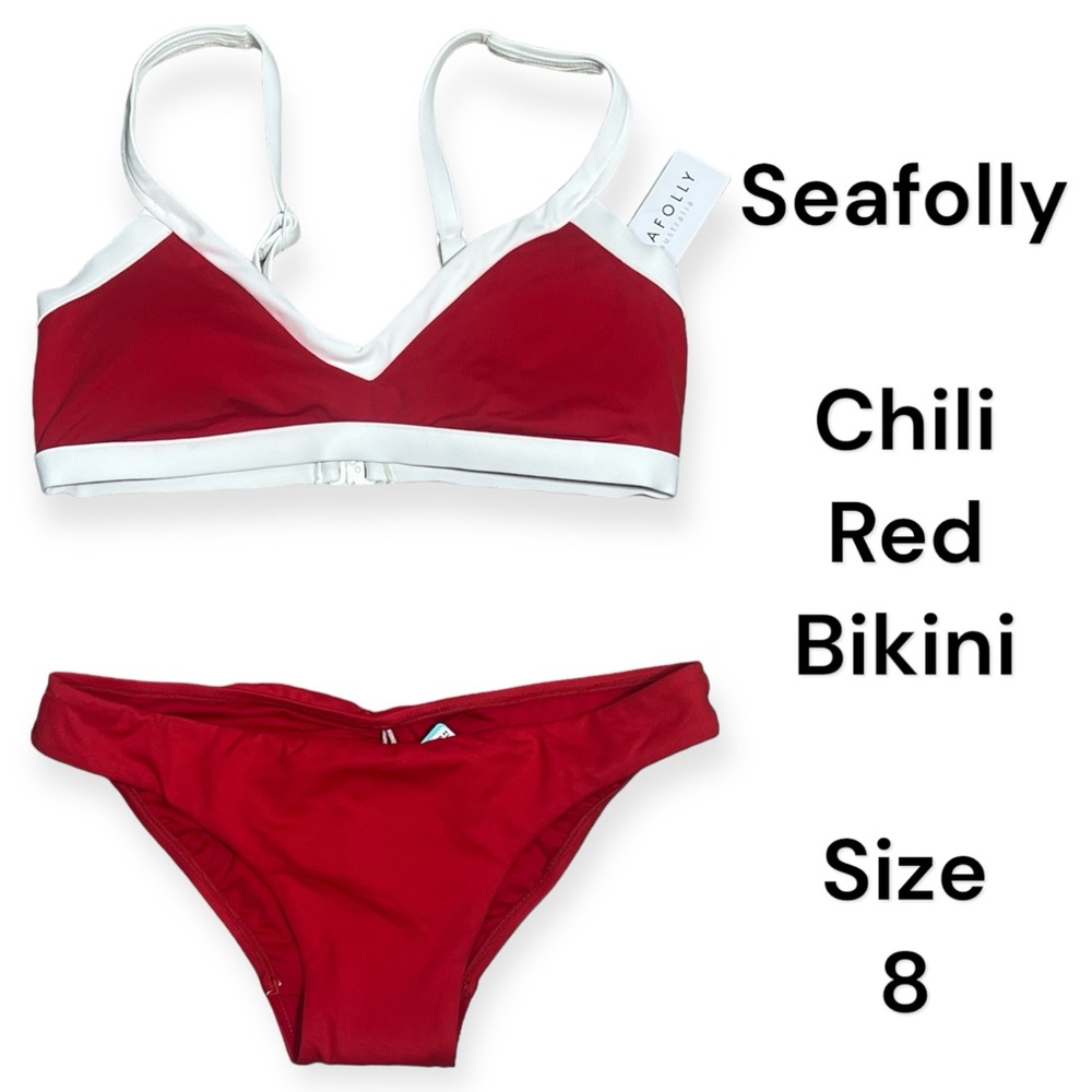 Seafolly Chili Red and White Bikini Set